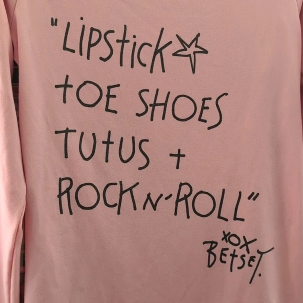 Betsey Johnson - Vintage Pink Graphic Women's Top With Lace Back - Picture 1 of 4